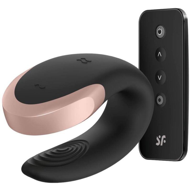 SATISFYER - DOUBLE LOVE LUXURY PARTNER VIBRATOR BLACK - APP
