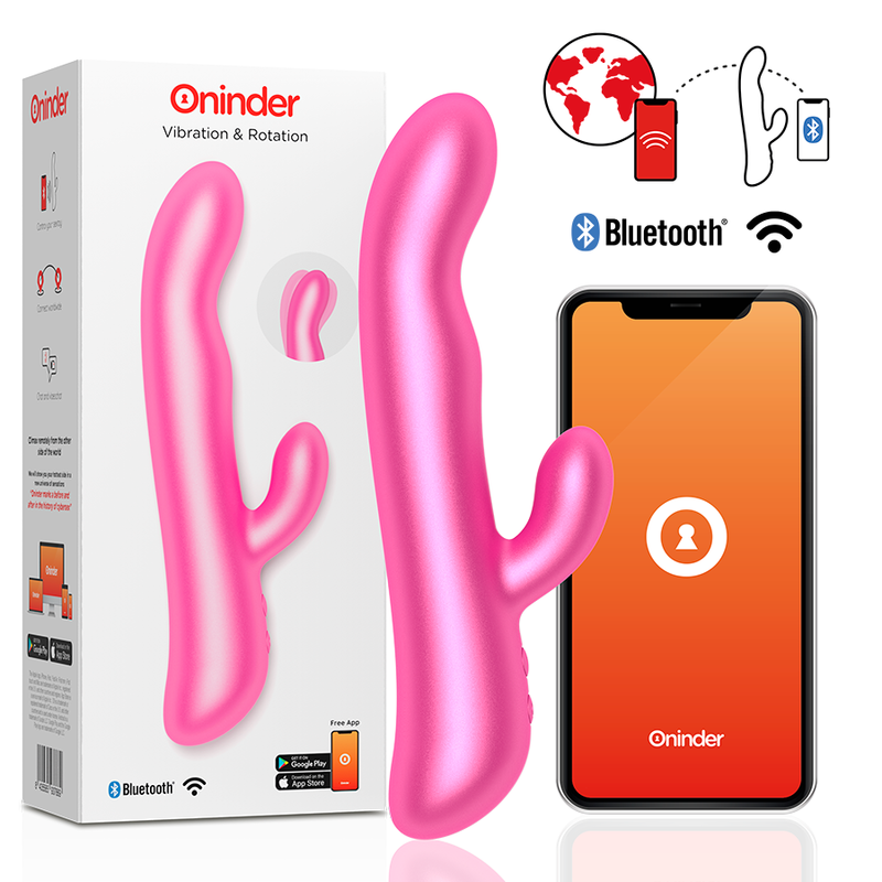 ONINDER - OSLO VIBRATION & ROTATION RABBIT VIBRATOR PINK - FREE APP