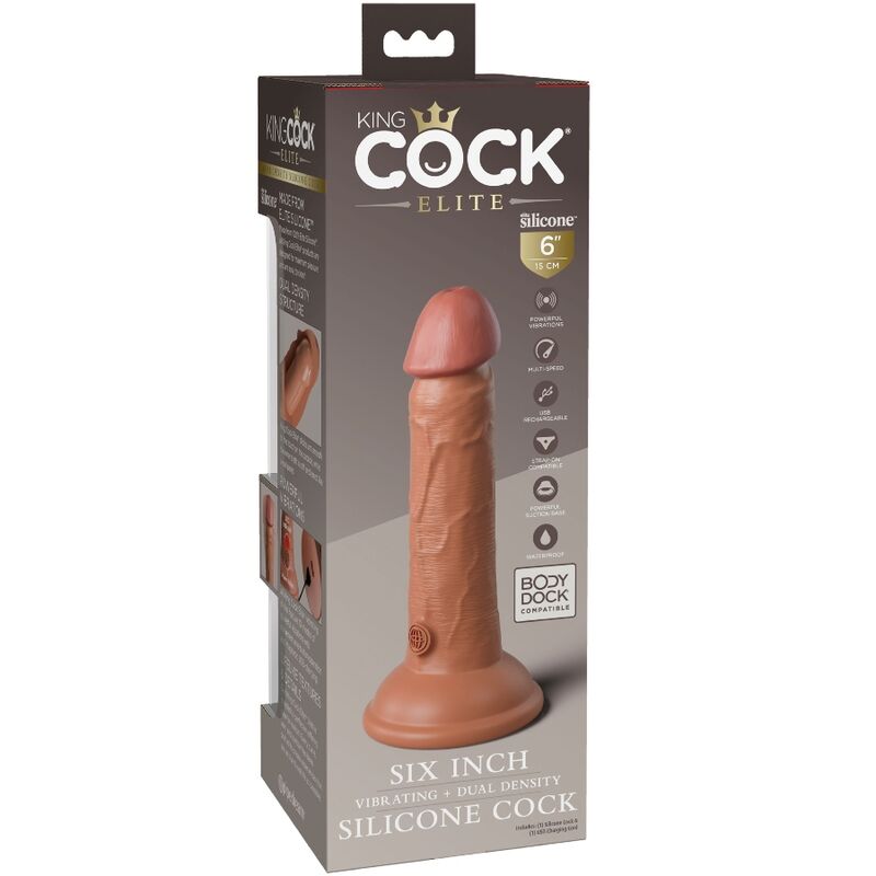 KING COCK - ELITE REALISTIC DILDO  15.2 CM CARAMEL