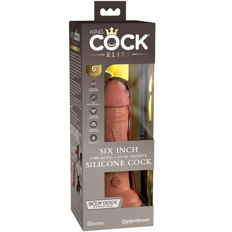 KING COCK - ELITE REALISTIC DILDO  15.2 CM CARAMEL
