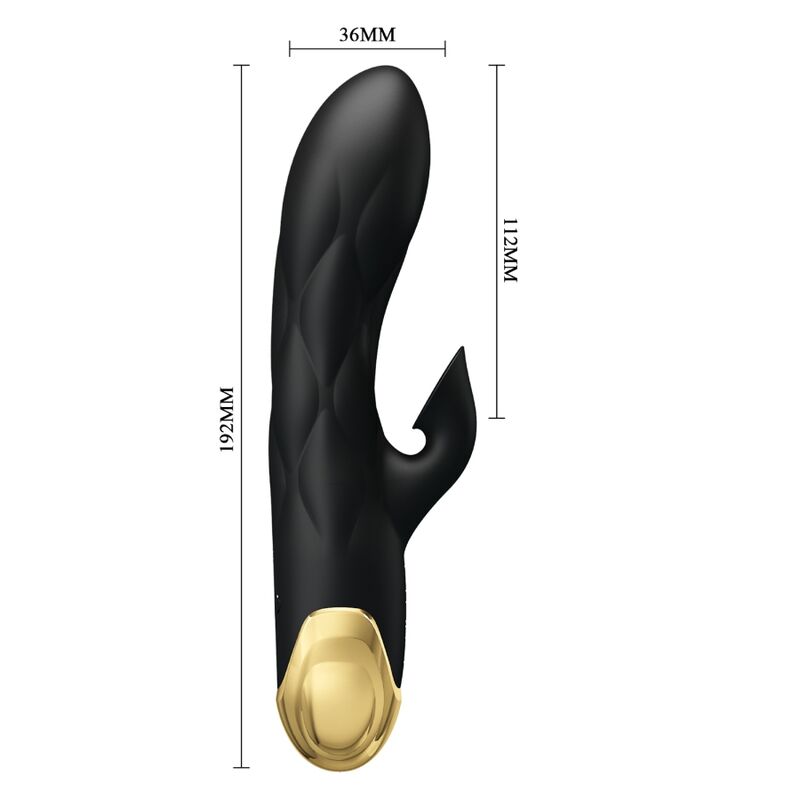 PRETTY LOVE - BLACK RECHARGEABLE GOLD PLATED LUXURY RABBIT VIBRATOR
