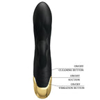PRETTY LOVE - BLACK RECHARGEABLE GOLD PLATED LUXURY RABBIT VIBRATOR