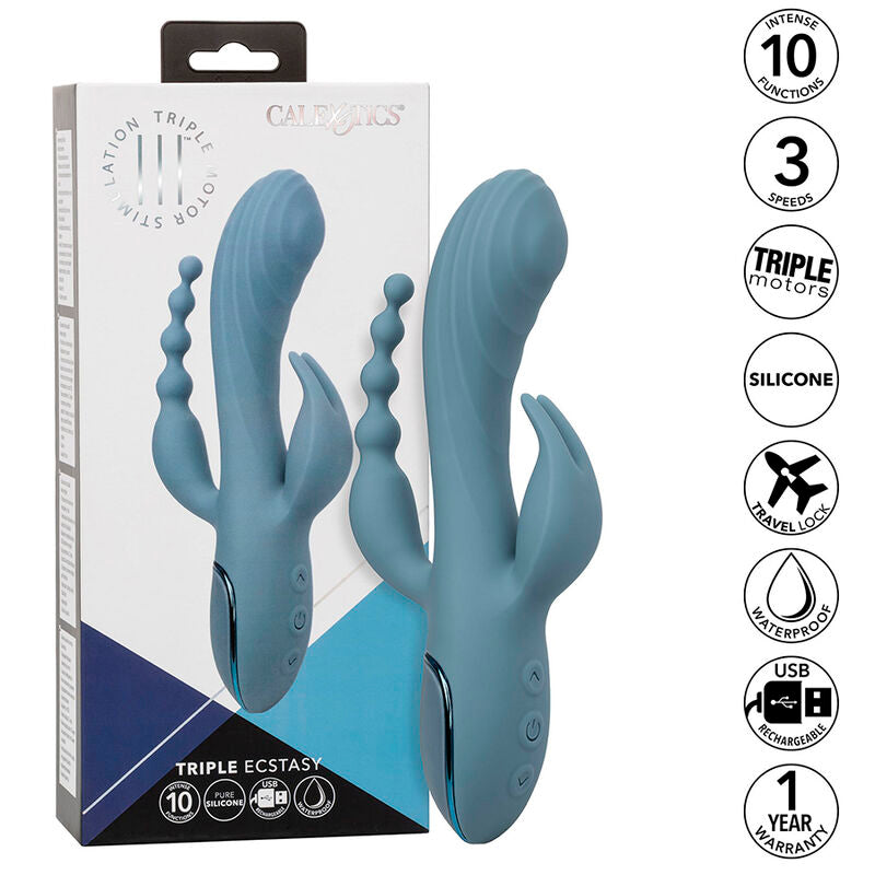 CALEXOTICS - G-SPOT & RABBIT VIBRATOR TRIPLE ECSTASY GREY