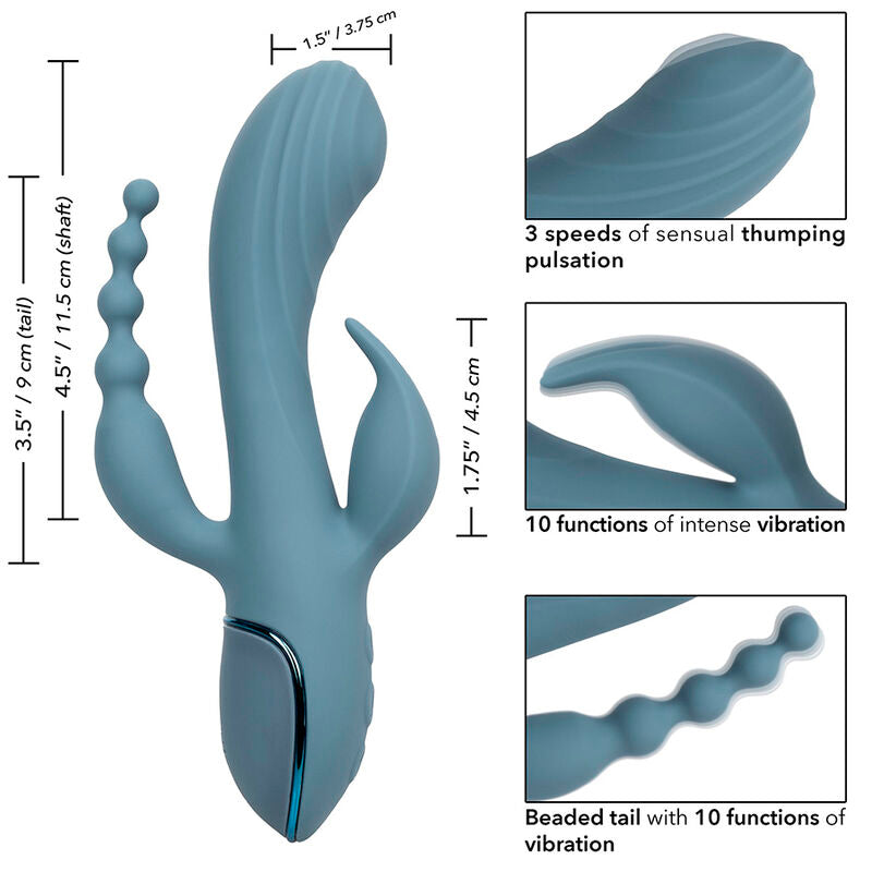 CALEXOTICS - G-SPOT & RABBIT VIBRATOR TRIPLE ECSTASY GREY