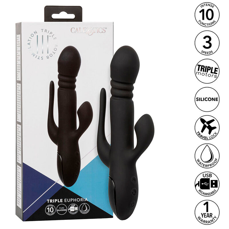CALEXOTICS - G-SPOT & RABBIT VIBRATOR TRIPLE EUPHORIA BLACK