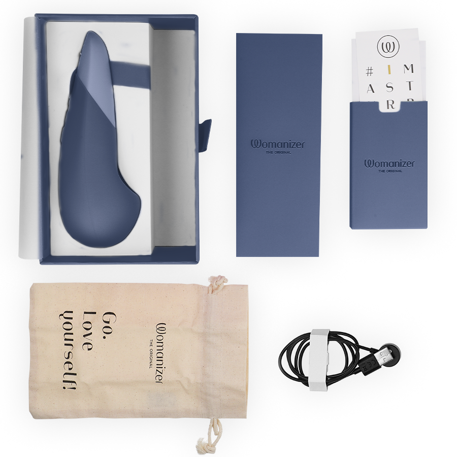 WOMANIZER - VIBE LAY-ON SILENT VIBRATOR DARK BLUE